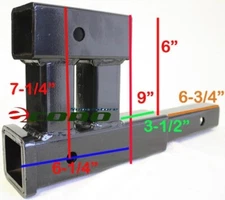 Dual Hitch 2" Receiver Rise Drop Adapter Extend EXTENSION TRAILER RV TOW 4000LBS