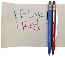2 Scripto Mechanical Pencil Grease Crayon US Government Red Blue Vintage