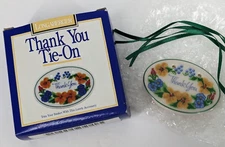 NEW💙Longaberger Pottery Thank You Tie-On Flowers Basket 1996 Accessory #32336