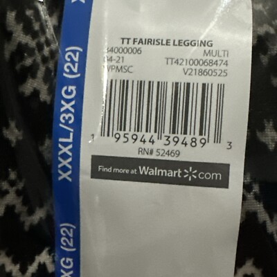 Time & Tru Snowflake High Rise Fitted Soft Leggings XXXL/3XL 22