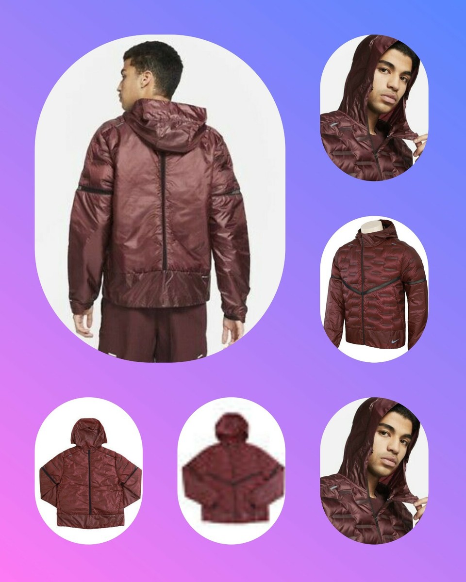 Nike Men's Aeroloft Running Jacket MAROON Goose Down CU7792 624