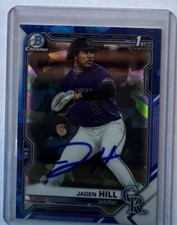 2021 Bowman Chrome Draft Sapphire Jaden Hill Signed #BDC-142 Auto Card Rockies