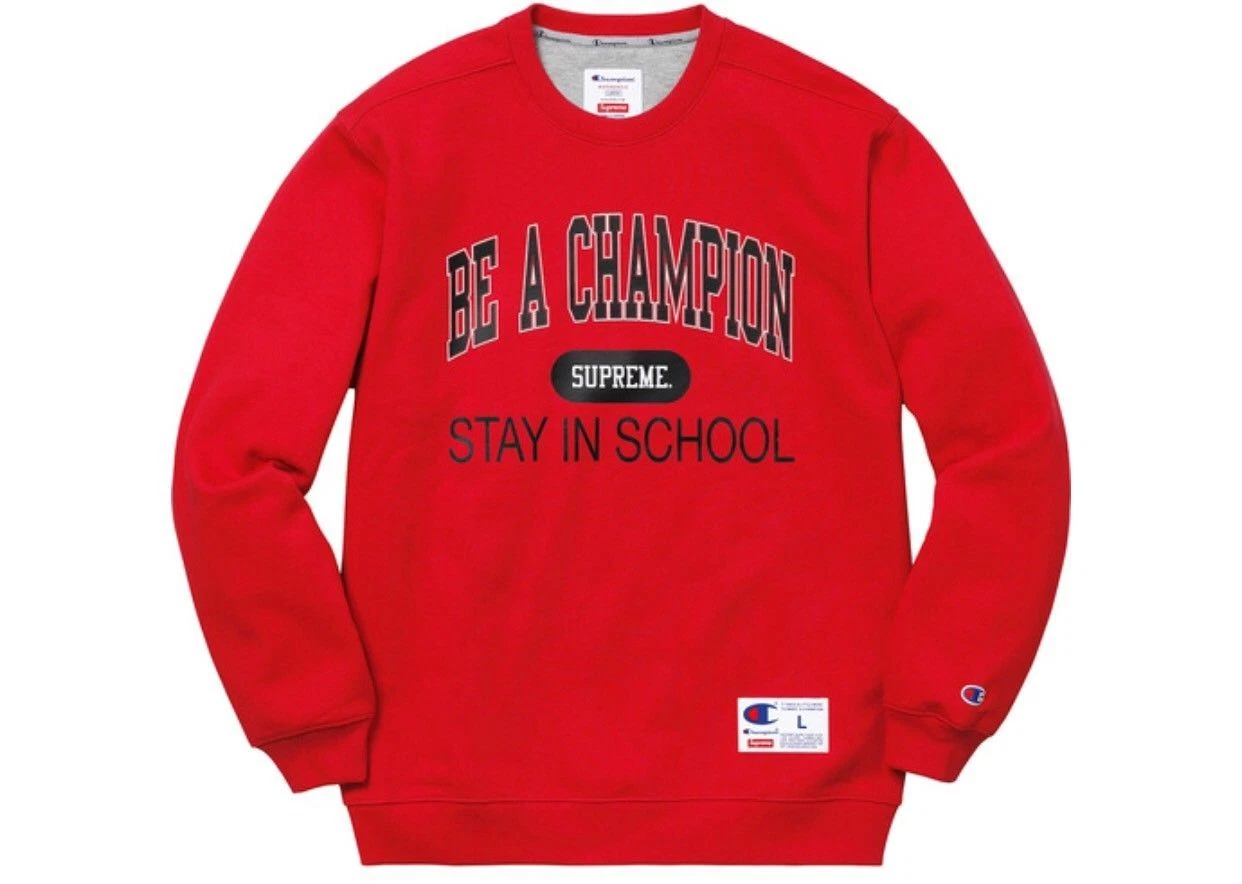 Sweat shirt homme Supreme Champion XL crewneck Stay In School rouge extra large 