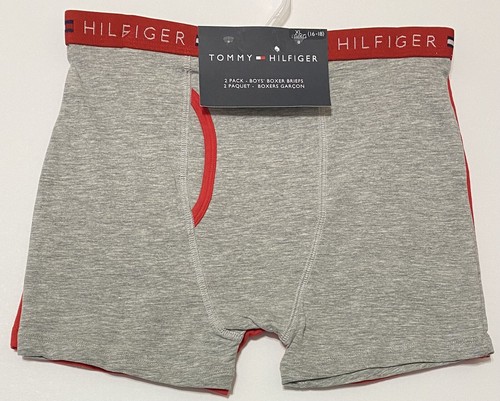 Tommy Hilfiger 2 Pack Boy's Boxer Briefs X-Large (16-18) Gray/Red 2008