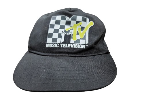 H&M Checkered MTV Music Television Black Adjustable Baseball Hat Cap - Picture 1 of 10