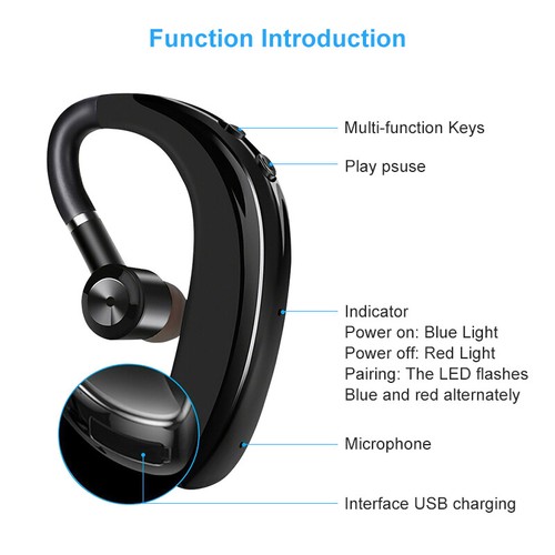 Bluetooth Wireless Adjustable Single Earphone Sport Stereo Headset Sweatproof US - Picture 9 of 14