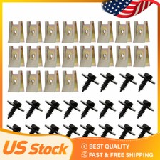 40x Metal Car Door Screw Body Fender Bumper Retainer Nut U Clips Gasket Fastener