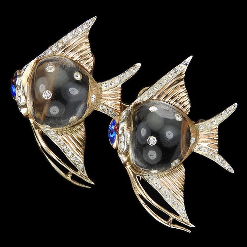 Corocraft Sterling Jelly Belly Angelfish 1944 Patent Fish Duette