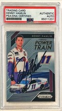 2019 Panini Prizm Power Train NASCAR Denny Hamlin Signed Auto Card #86 PSA/DNA
