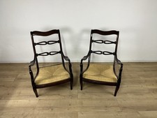 Coppia poltrone legno paglia cigno anni 40’ vintage design