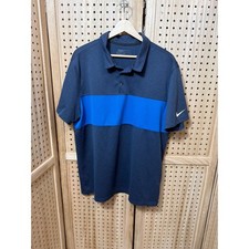 Nike Golf Dri-FIT Polo Shirt Mens XL Navy Blue Royal Stripe Standard Fit XL