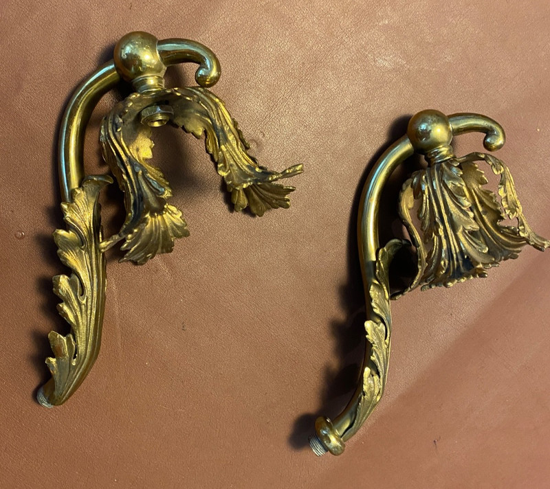 Antique Pair Wall Sconce Arms Brass Excellent Condition No Back Plates, Sockets