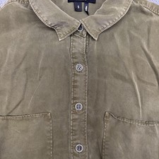 Paige Shirt Dress Womens Small Green Button Front Tencel Drawstring Pockets