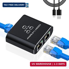Gigabit Ethernet Splitter 1 to 2, RJ45 Internet Splitter for Cat 8/7/6/5e/5