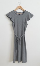 GAP Blue and White Striped Flutter SleeveBelted Midi Dress