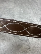 Nocona Belt Co. Men's Brown With  White Contrast Stitching Size 56 No Buckle