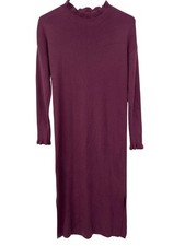 Loft Sweater Dress Size XS Ribbed Long Sleeve Mock Neck Purple Stretch Cozy Knit