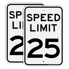  2 pack Speed Limit 25 MPH Sign, Slow Down Sign, Traffic Sign,18 x 12 Inches