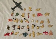 Lot of 35 Vintage Celluloid  Plastic Mix Cracker Jack Charms Gumball Prizes