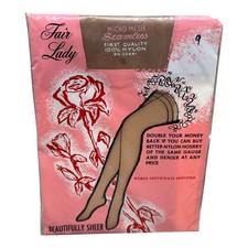 Vintage Fair Lady Seamless Sheer Micro Mesh Stockings Beigetone Size 9