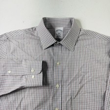 Brooks Brothers Regent Dress Shirt Blue Red Plaid Men s Size 16-2/3