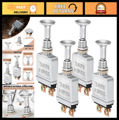 4 Pcs Heavy Duty 75 Amp Toggle Switch 6-28V DC SPST On/Off Chrome Knob for Auto,