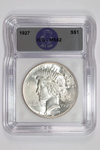 1927 PEACE DOLLAR ICG MS62