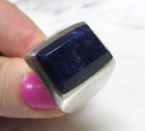 Men's Taxco Sterling Silver Sodalite Ring ~ Size 10 ~ 23grams ~ 12-G896 - Picture 2 of 8