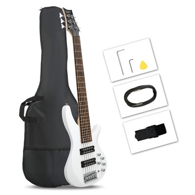 Glarry 44'' GIB Electric Bass Guitar Basswood 6 String for Student with Bag