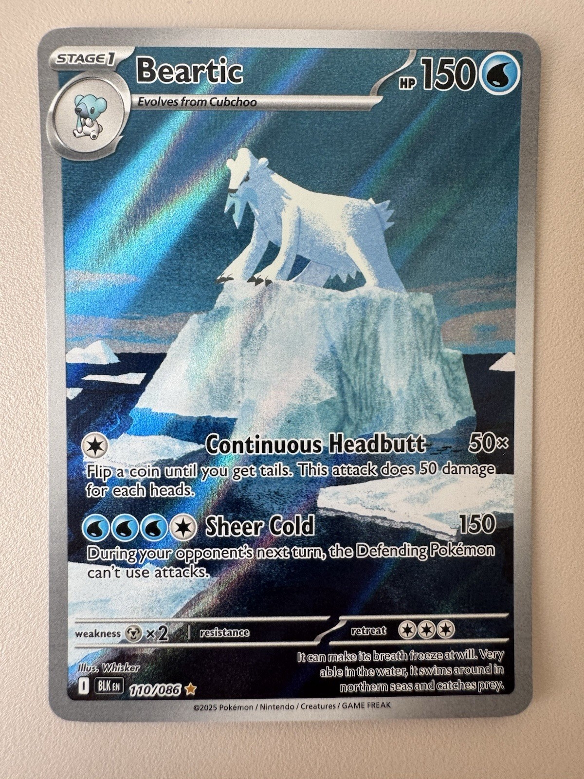Beartic 110/086 Holo Illustration Rare Black Bolt Pokemon NM