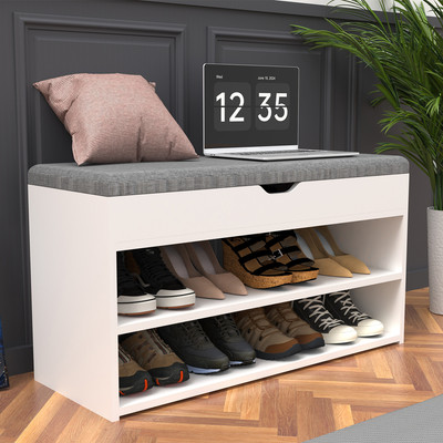 Schuhregal Sitzbank Garderobenbank Schuhschrank Holz Regal Sitzpolster OYAJIA 