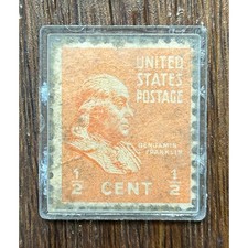 Vintage 1/2 Cent Postage Stamp Featuring Benjamin Franklin 1938