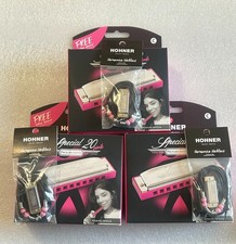 Hohner Special 20 PINK w/38n Pink Beads Mini Harmonica Neckalce 3 Pack 