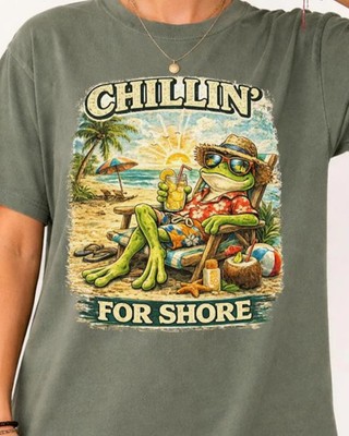 Chillin For Shore Frog Funny Beach Summer Comfort Tee