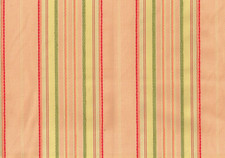 Designer Fabric Salmon Red Green Yellow Striped Drapery Upholstery