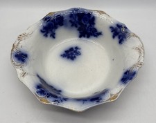 Antique W.H. Grindley Gironde Rose Flow Blue Vegetable Bowl Pre 1900  s Read Chip