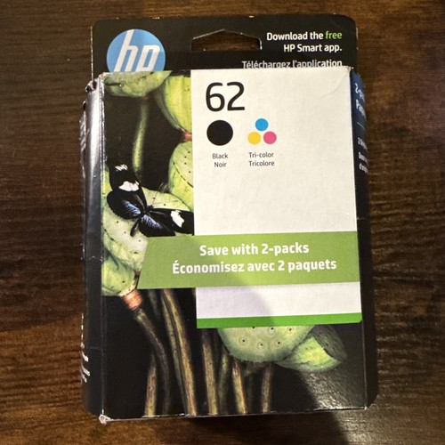 HP 62 czarny + 62 trójkolorowy wkład atramentowy OEM oryginalny nowy zapieczętowany exp 07/2026