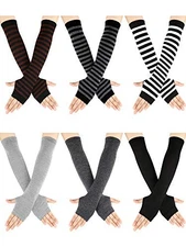 Geyoga 6 Pairs Women Long Fingerless Gloves Winter Knitted Wrist Arm Warmers 