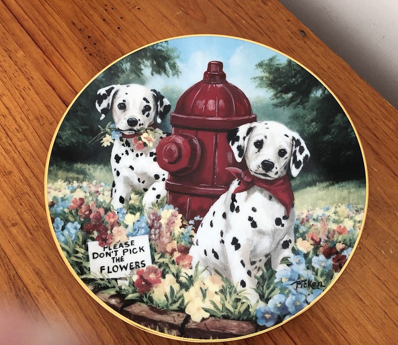 Fine Porcelain Dalmatian Collector Plate - Please Don't Pick the Flowers 1993