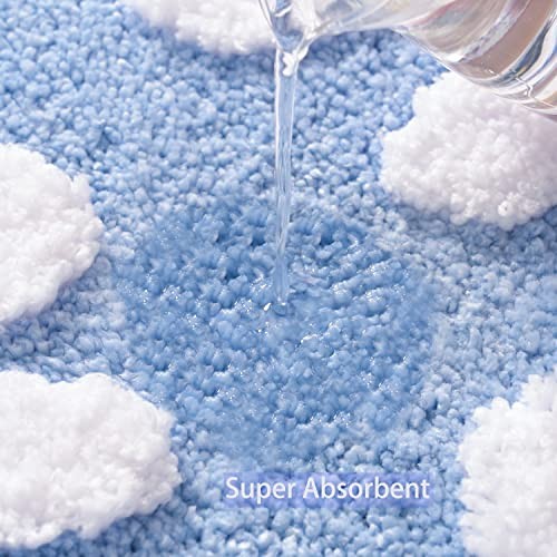 Blaue Badteppiche Niedlich Gänseblümchen Badematte Weiß und Gelb Blumendekor Teppich Nicht - Bild 4 von 6