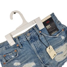 Levis 501 Original High Rise Distressed Denim Shorts Light Wash Blue Womens 24