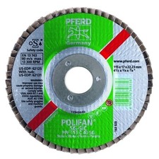 Type 27 POLIFAN SG Flap Disc, 7 in dia, 40 Grit, 5/8 in-11, 8500 rpm Pferd 62268