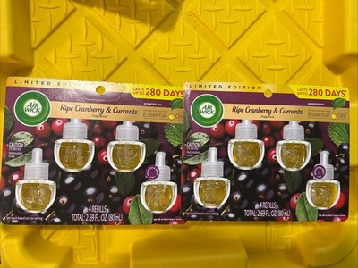 LOT OF 2 Air Wick Plug-in Scented Oil Refills, Ripe Cranberry & Currants, 4 Pack