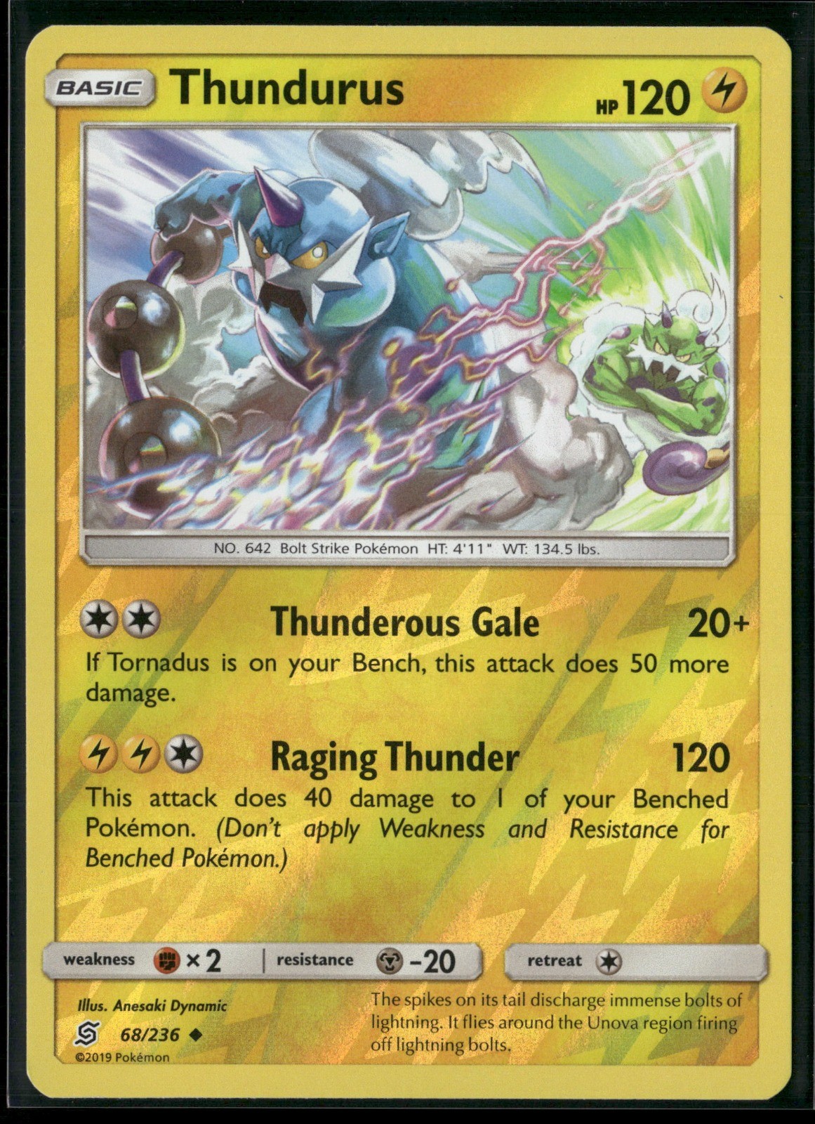 Thundurus Reverse Holo Uncommon SM - Unified Minds 68/236 NM