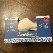 Dearfoams Memory Foam Woman's Slippers Cream Pattern Size 7 - 8 M