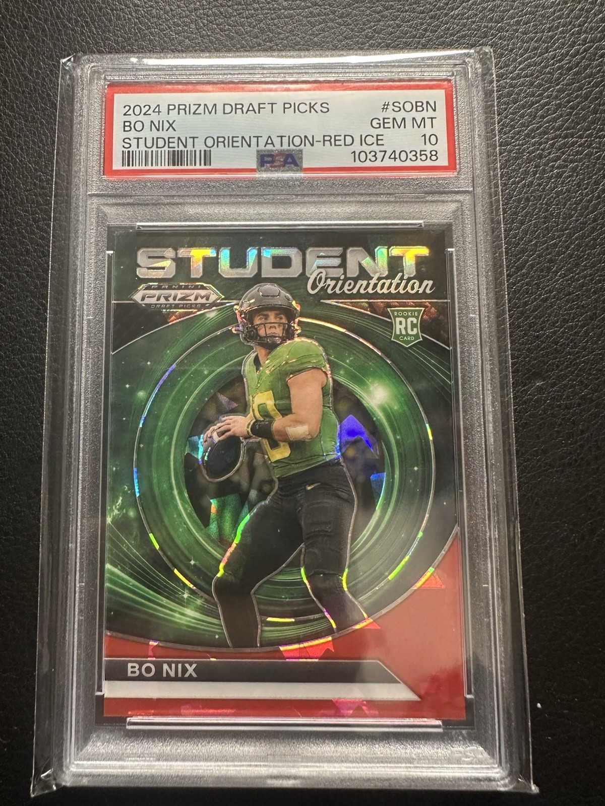 2024 Panini Prizm Draft Picks Student Orientation Bo Nix #SOBN Red Ice PSA 10