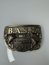 Vintage 1990 Bass Anglers Sportsman Belt Buckle Brass Fisherman Fish