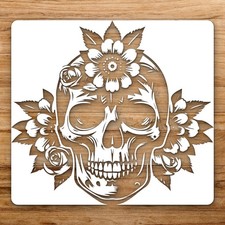 Human Skull Wit Large Reusable Wall Stencil For Painting DIY Home Decor Template