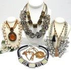 VINTAGE TO NOW FASHION COSTUME JEWELRY NECKLACE LOT ASSORTED TYPES & MATERIALS