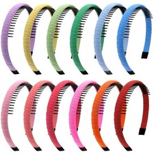 Duufin 12 Pieces Teeth Comb Headband Non-slip Hair with Candy Color